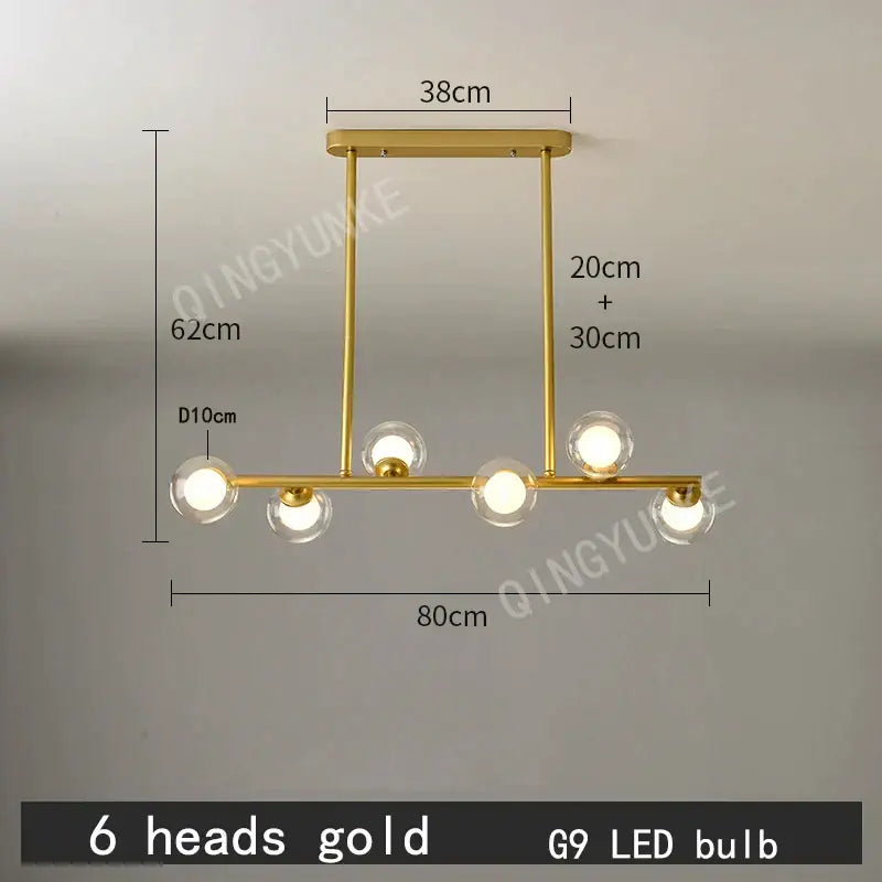 Modern gold decorbites bubble ball led hanging chandelier dining room