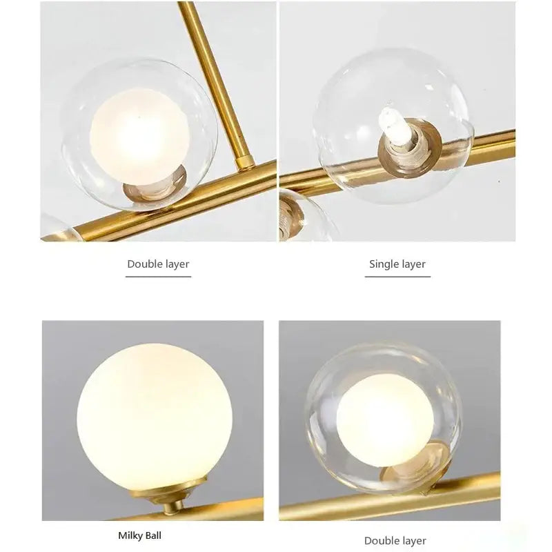 Modern gold decorbites bubble ball led hanging chandelier dining room