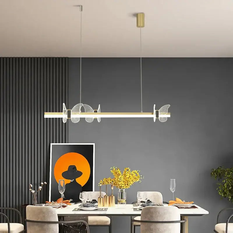 Modern gold decorbites butterfly flower chandelier dining room light