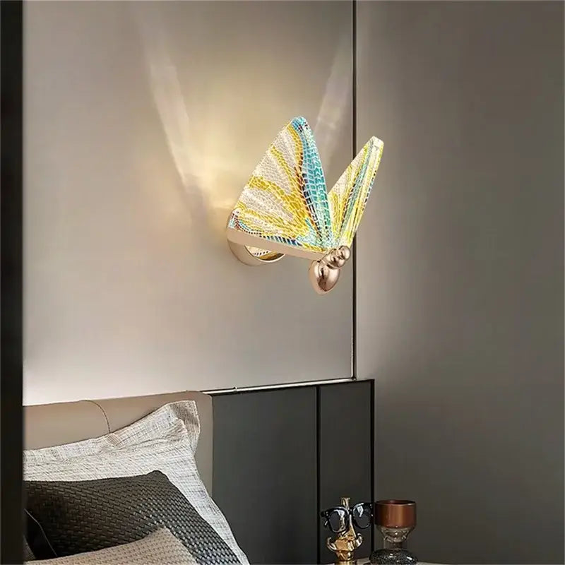 Modern gold decorbites butterfly wall lights bedroom glass sconces