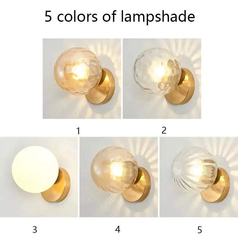 Modern gold decorbites glass ball wall lamp bedroom sconce