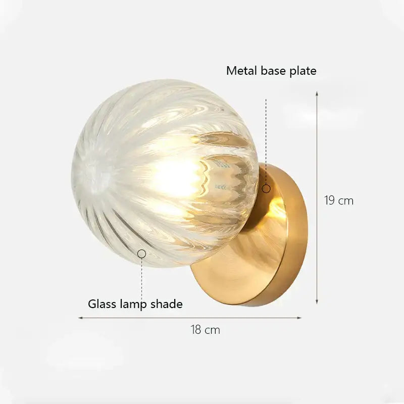 Modern gold decorbites glass ball wall lamp bedroom sconce