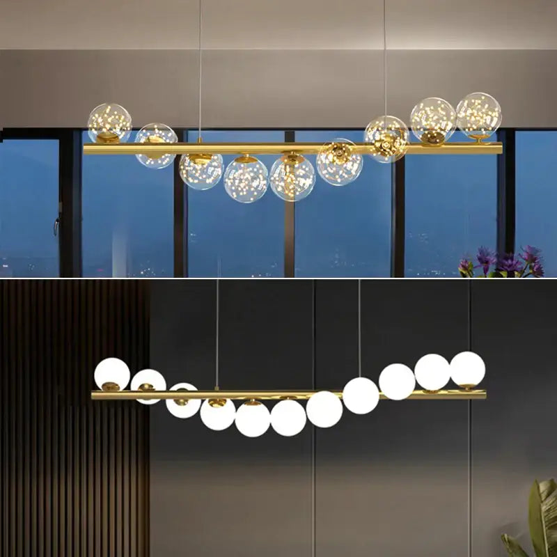 Modern gold decorbites glass balls chandelier dining room pendant light