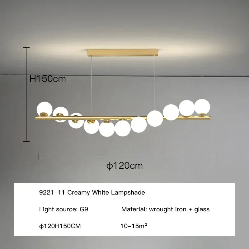 Modern gold decorbites glass balls chandelier dining room pendant light