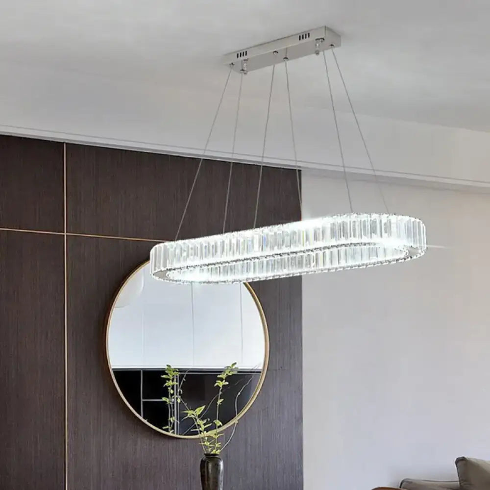 Modern gold double ring led suspension lamp with optical k9 crystal