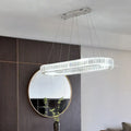 Modern gold double ring led suspension lamp with optical k9 crystal