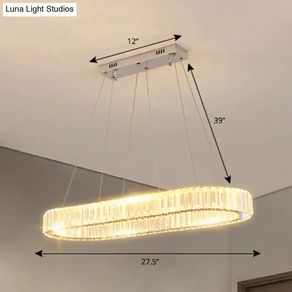 Modern gold double ring led suspension lamp with optical k9 crystal