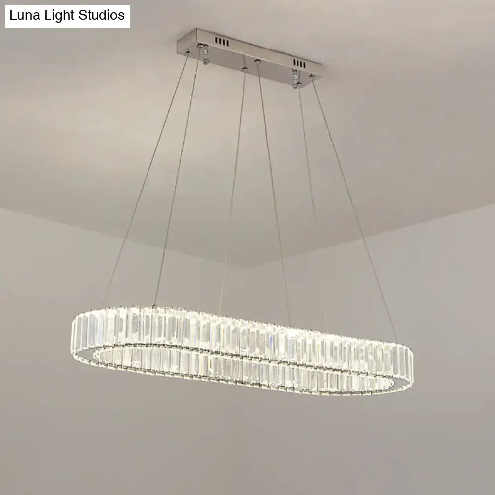 Modern gold double ring led suspension lamp with optical k9 crystal