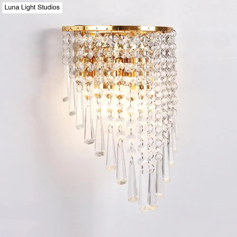 Modern gold finish clear crystal wall light bedroom sconce