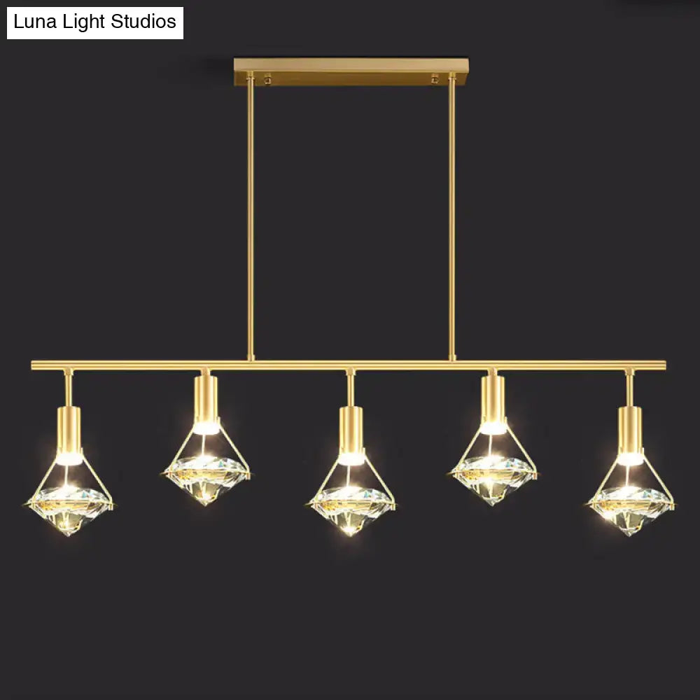 Modern gold finish crystal pendant light fixture kitchen island