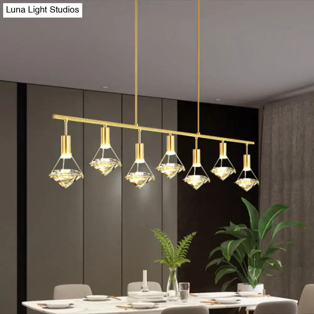 Modern gold finish crystal pendant light fixture kitchen island