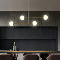 DecorBites™ Minimalist Gold Finish Pendant Light with Opal Glass Shade – 4-Bulb Metallic Island Lamp