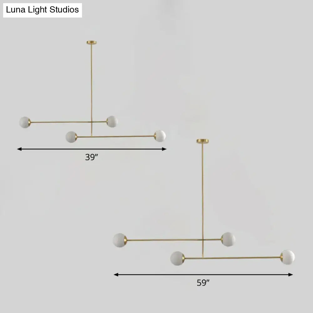 DecorBites™ Minimalist Gold Finish Pendant Light with Opal Glass Shade – 4-Bulb Metallic Island Lamp