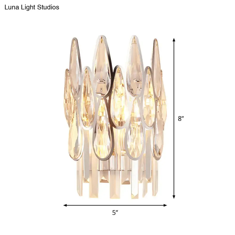 DecorBites™ Teardrop Wall Light Sconce - Gold Finish Crystal Wall Lamp with Half-Circle Design