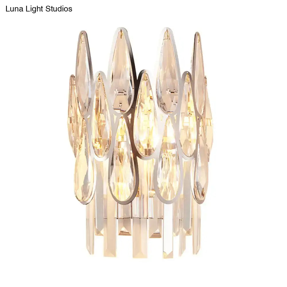 DecorBites™ Teardrop Wall Light Sconce - Gold Finish Crystal Wall Lamp with Half-Circle Design