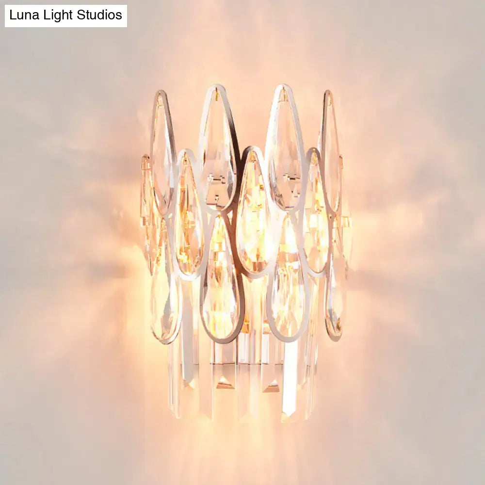 DecorBites™ Teardrop Wall Light Sconce - Gold Finish Crystal Wall Lamp with Half-Circle Design