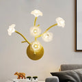DecorBites™ Modern Gold Wall Sconce: Floral Bedside Lamp with Transparent Glass and 6 Bulbs