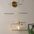 Modern gold fluted clear glass led wall light bedroom sconce