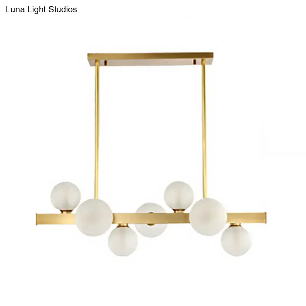DecorBites™ Traditional Spherical Frosted Glass Pendant Light - Gold, 7/12 Lights - Dining Room Island Lighting
