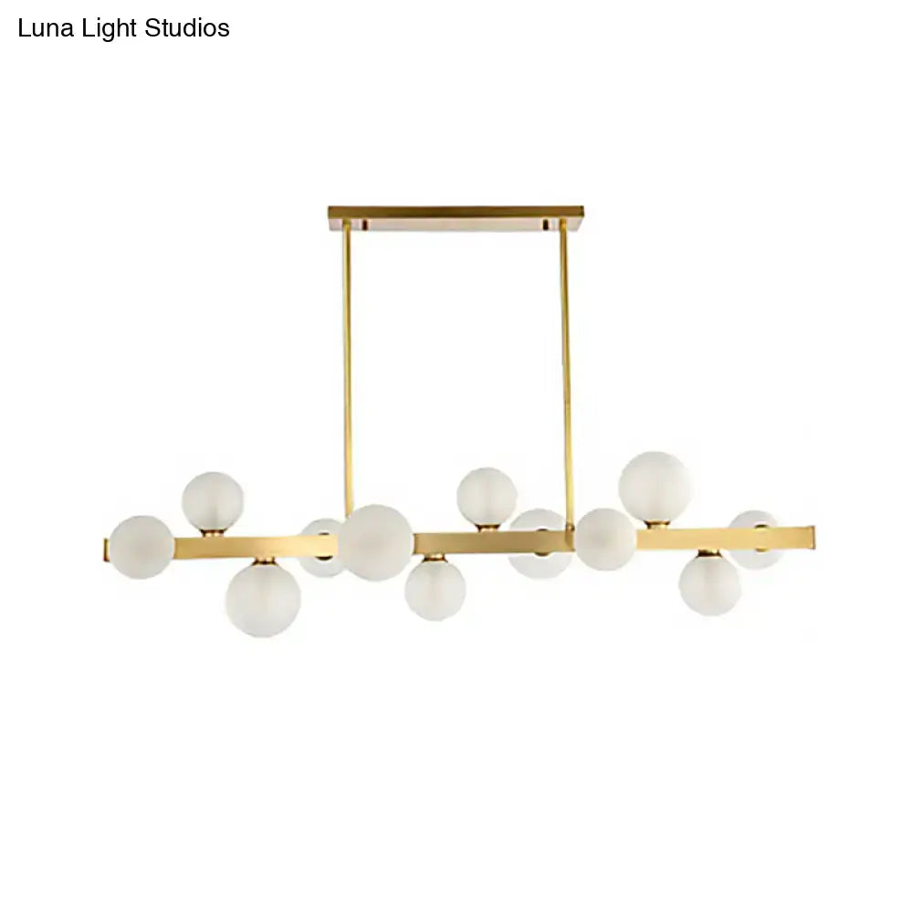 DecorBites™ Traditional Spherical Frosted Glass Pendant Light - Gold, 7/12 Lights - Dining Room Island Lighting