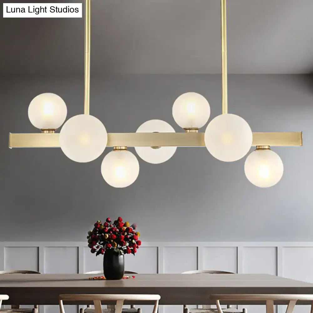 DecorBites™ Traditional Spherical Frosted Glass Pendant Light - Gold, 7/12 Lights - Dining Room Island Lighting