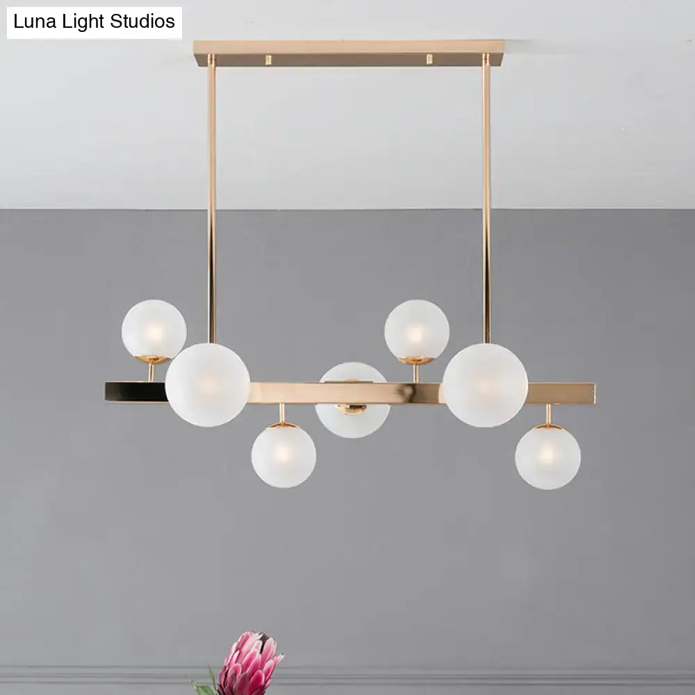 DecorBites™ Contemporary Gold Frosted Glass Round Island Pendant Lighting - 7 Heads Fixture