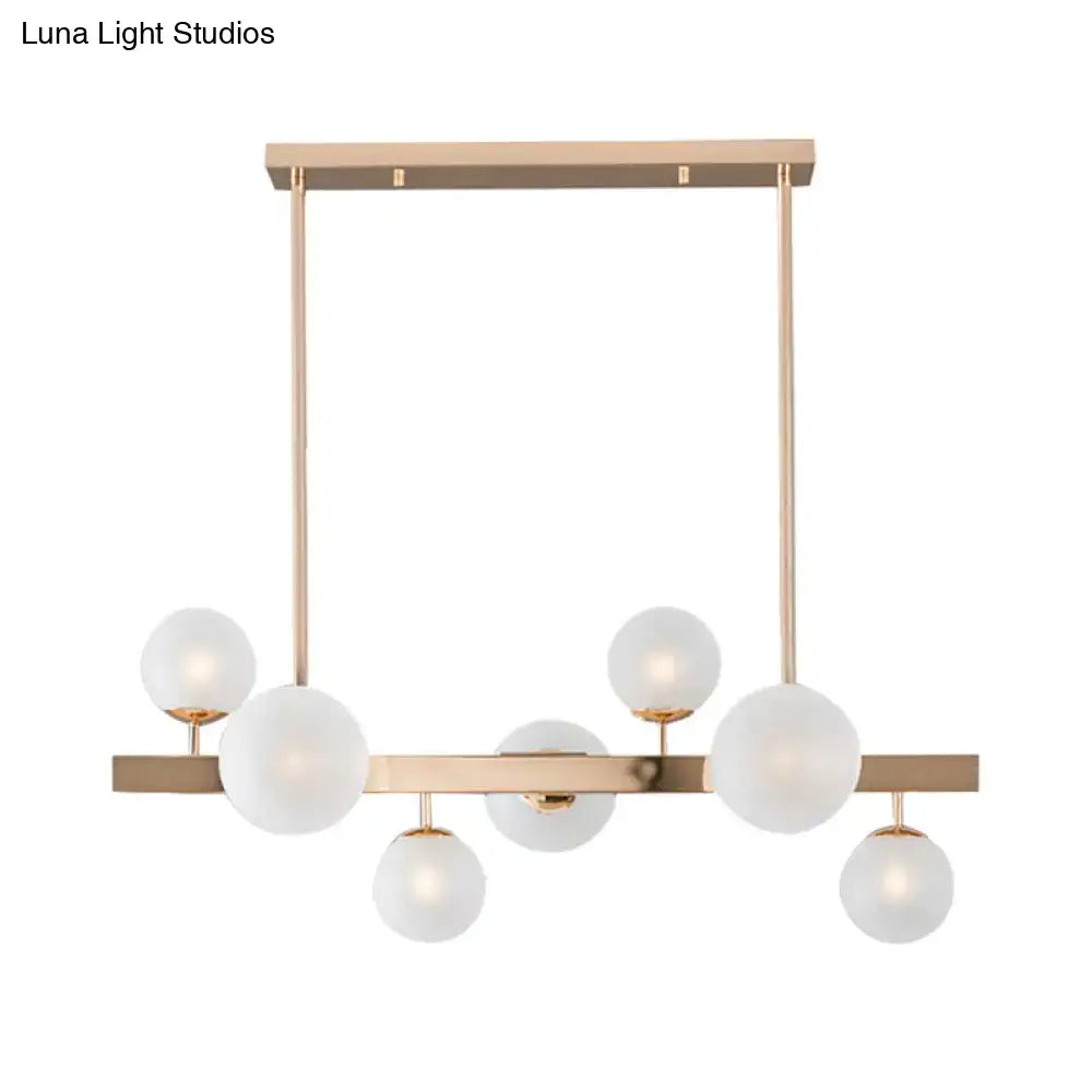DecorBites™ Contemporary Gold Frosted Glass Round Island Pendant Lighting - 7 Heads Fixture