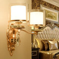 Modern gold frosted glass wall lamp bedroom ornate crystal sconce