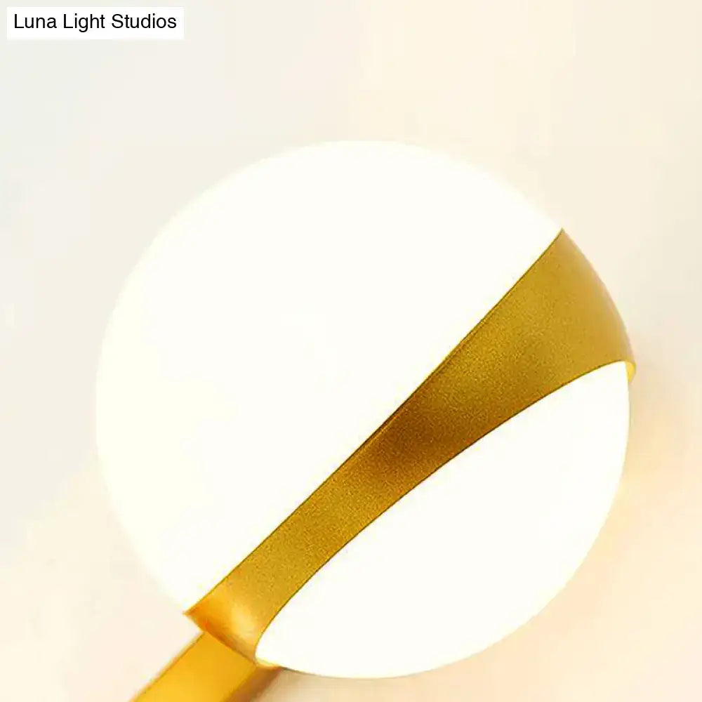 Modern gold frosted glass wall sconce bedroom direct wired light