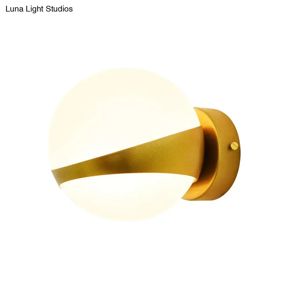 Modern gold frosted glass wall sconce bedroom direct wired light