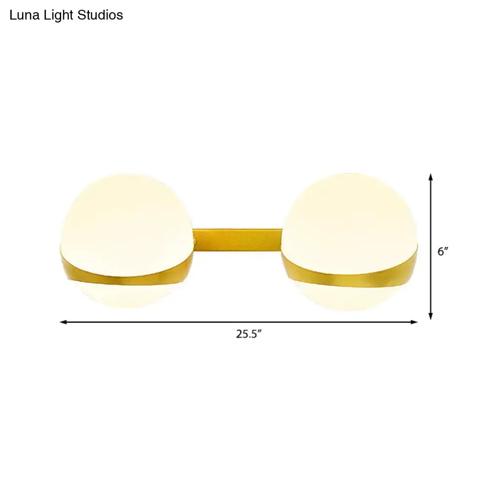Modern gold frosted glass wall sconce bedroom direct wired light