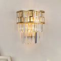 DecorBites™ Brass Modernism Layered Wall Lamp with Clear Crystal - 2 Lights Bedside Sconce Fixture