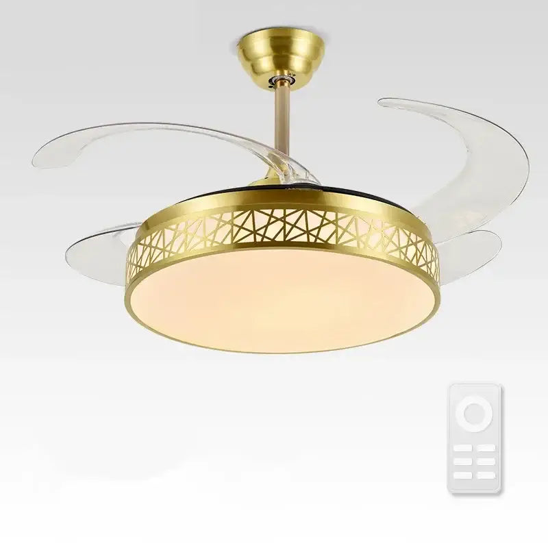 Modern gold geometric decorbites ceiling fan with led – living room