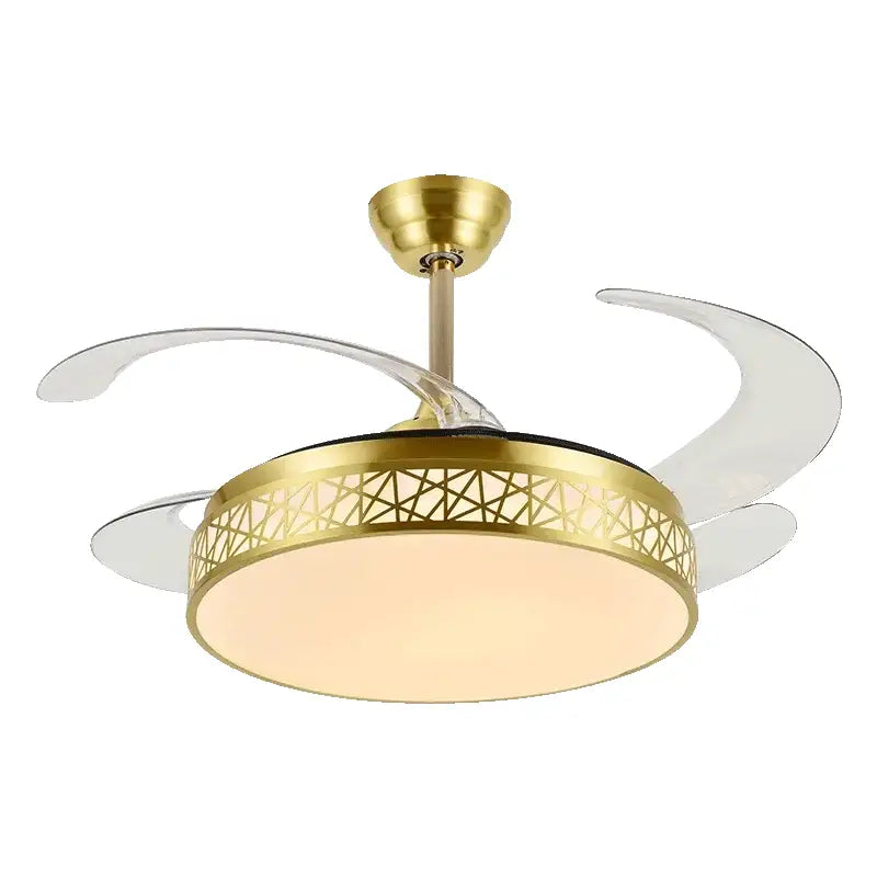 Modern gold geometric decorbites ceiling fan with led – living room