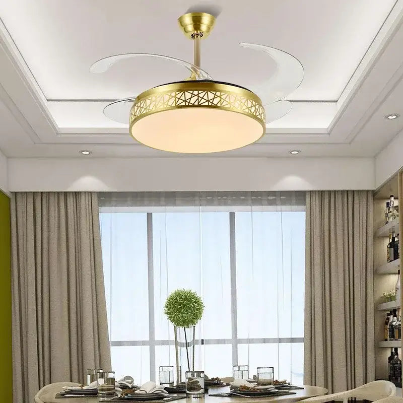 Modern gold geometric decorbites ceiling fan with led – living room