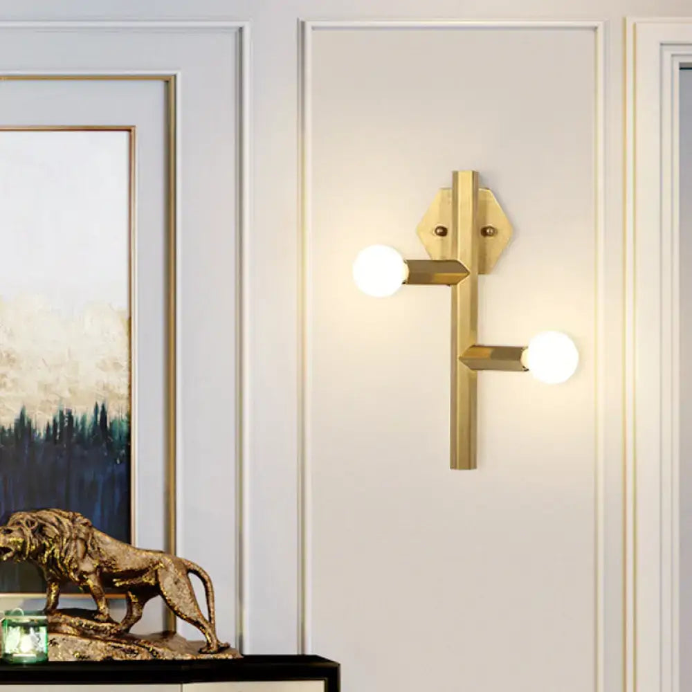 Modern gold geometric wall light bedroom vertical tube corner lamp