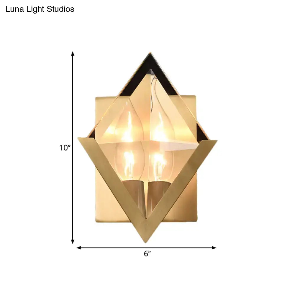 Modern gold geometric wall sconce clear crystal bedroom light