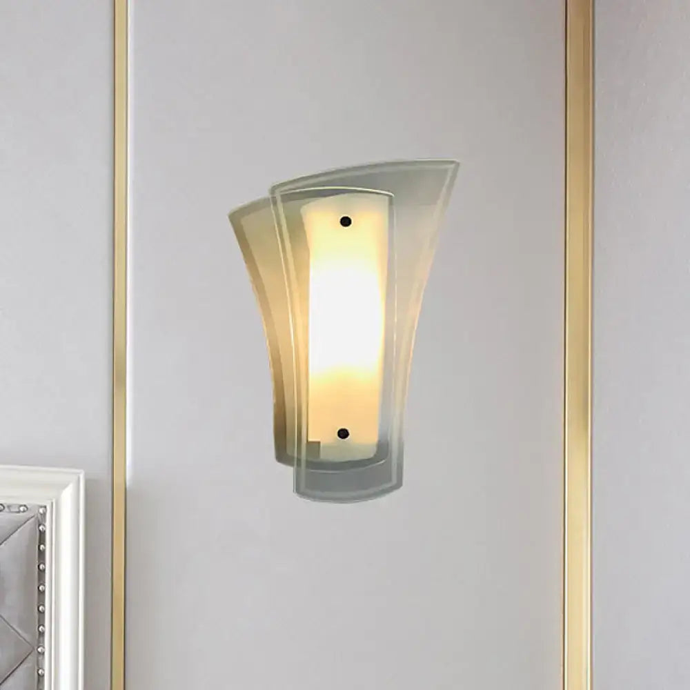 Modern gold geometric wall sconce clear glass living room lamp