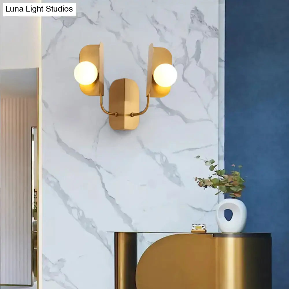 DecorBites™ Modern Gold Globe Wall Sconce Light - 2-Light LED Metal Wall Mount Lamp for Living Room