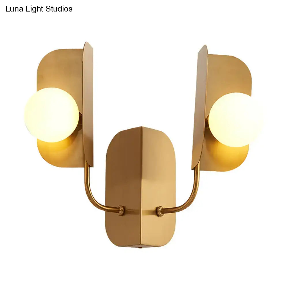 DecorBites™ Modern Gold Globe Wall Sconce Light - 2-Light LED Metal Wall Mount Lamp for Living Room