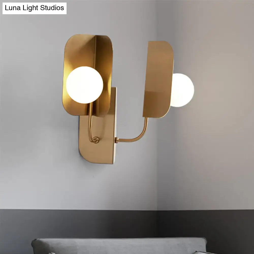 DecorBites™ Modern Gold Globe Wall Sconce Light - 2-Light LED Metal Wall Mount Lamp for Living Room