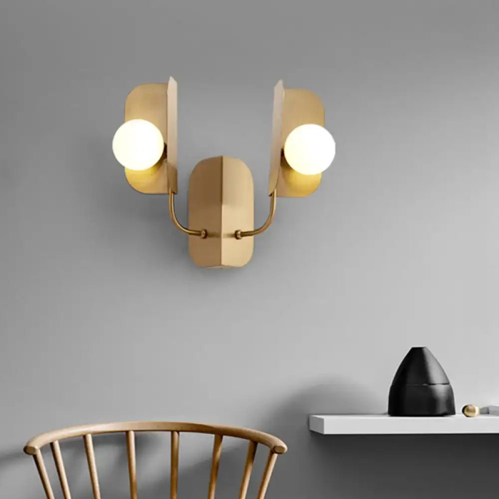 DecorBites™ Modern Gold Globe Wall Sconce Light - 2-Light LED Metal Wall Mount Lamp for Living Room