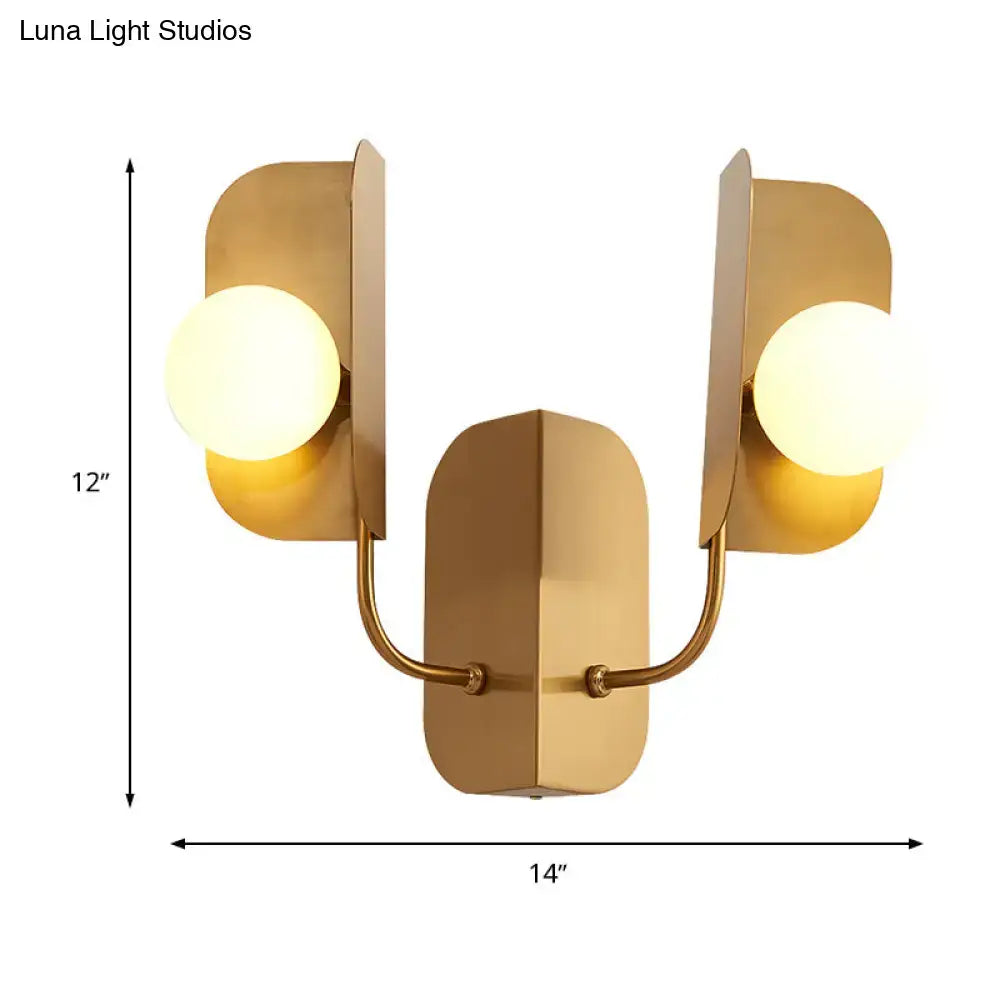 DecorBites™ Modern Gold Globe Wall Sconce Light - 2-Light LED Metal Wall Mount Lamp for Living Room
