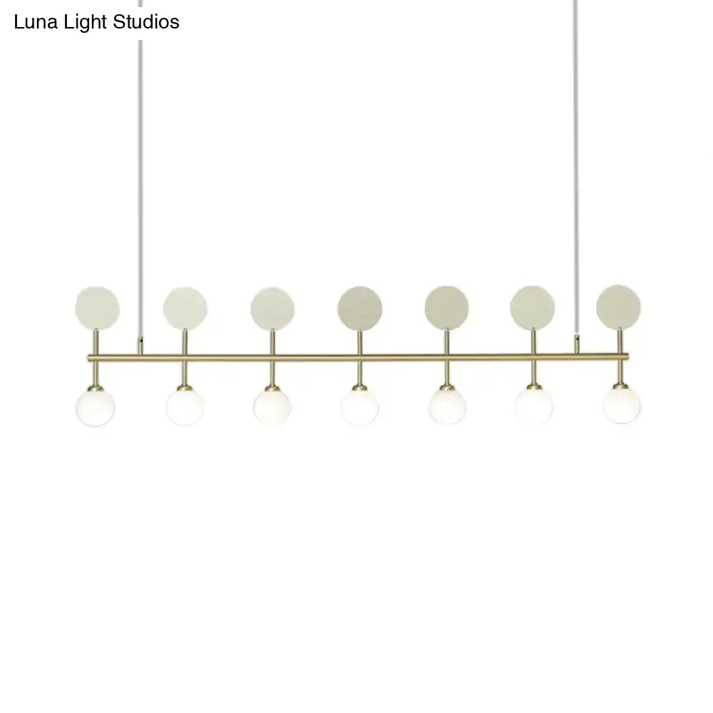 DecorBites™ Modern Gold Glass Ball Chandelier for Dining Room - 7-Light Linear Island Fixture