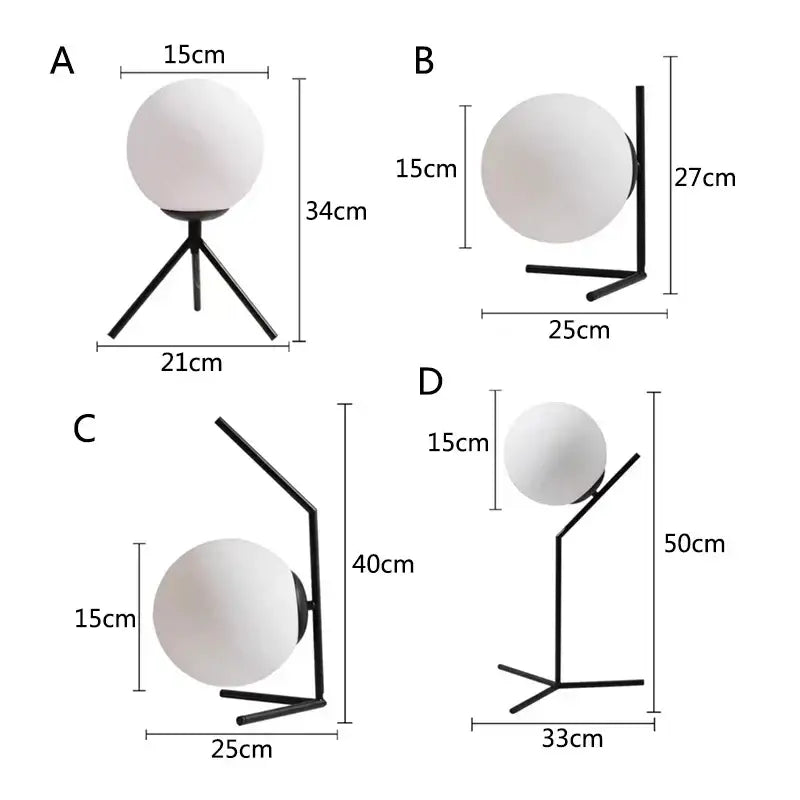 Modern gold glass ball table lamp bedroom frosted globe light