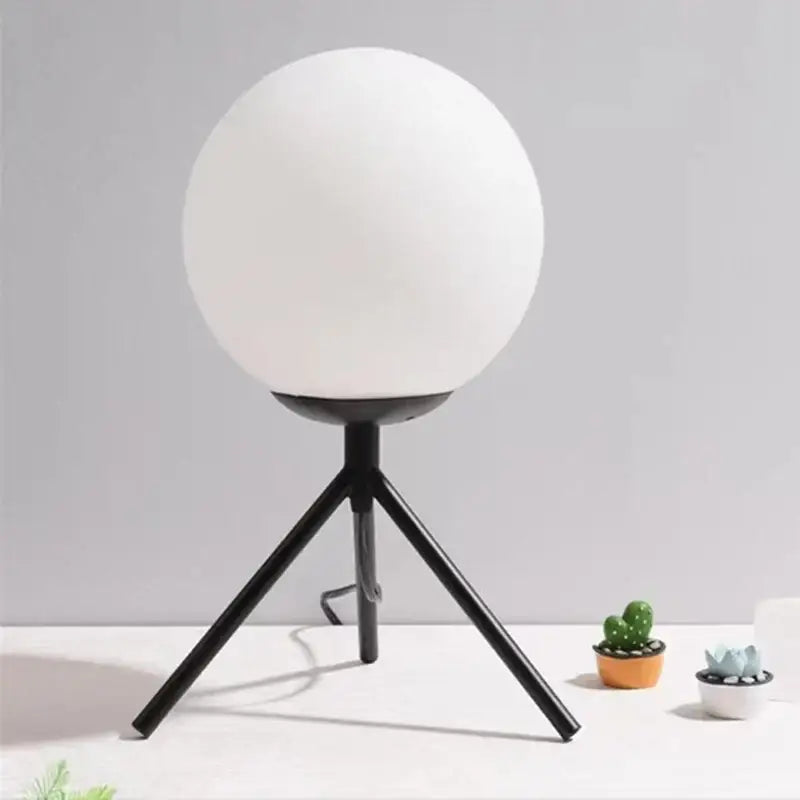 Modern gold glass ball table lamp bedroom frosted globe light