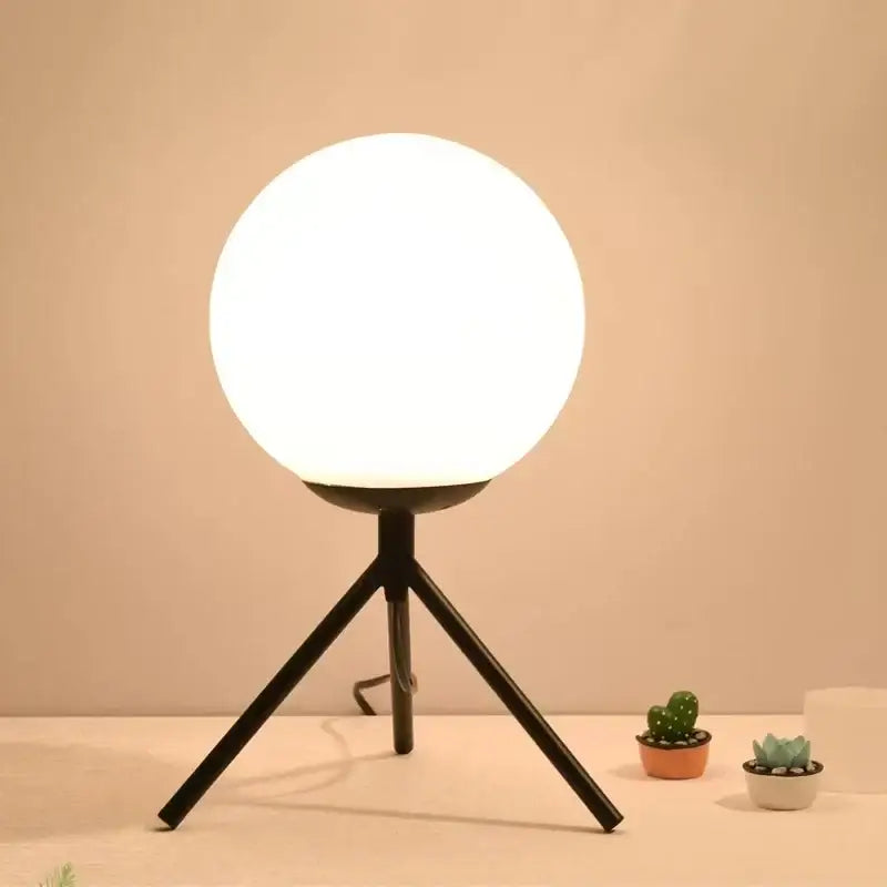 Modern gold glass ball table lamp bedroom frosted globe light