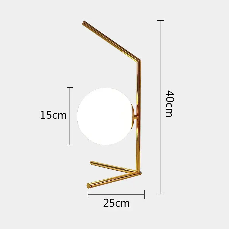 Modern gold glass ball table lamp bedroom frosted globe light