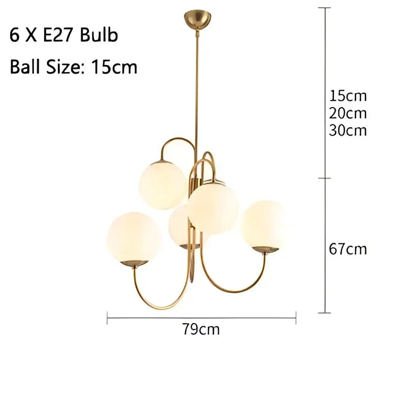 Modern gold glass balls chandelier dining room pendant light