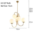 Modern gold glass balls chandelier dining room pendant light